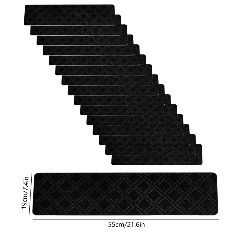 15 pièces de tapis d'escalier antidérapants pour marches en bois, Black