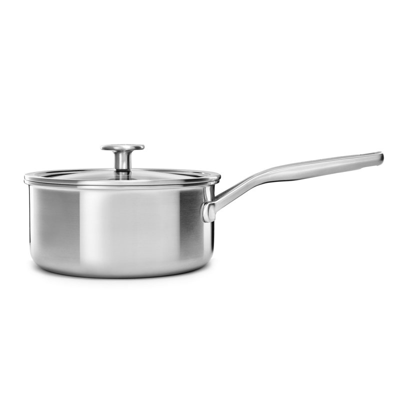KitchenAid Multi-Ply Stainless Steel Saucepan with Lid, 1.5 L
