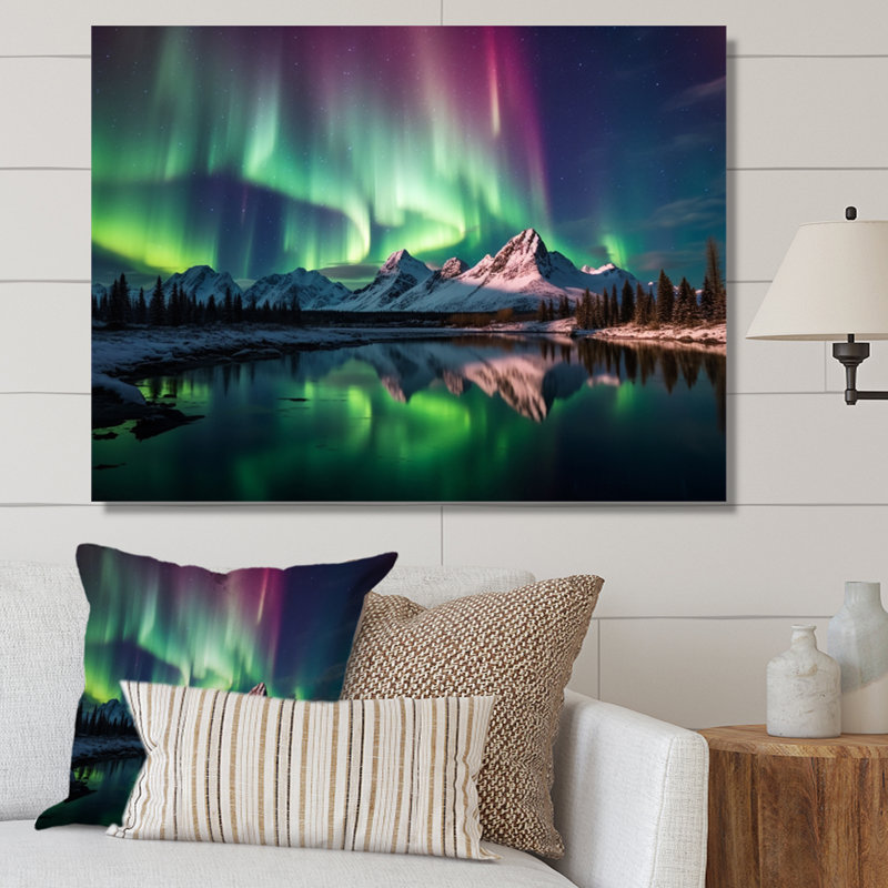 Yukon Dream Aurora V - Canada, art mural, H 30 po x l 40 po x P 1,5 po, Toile tendue