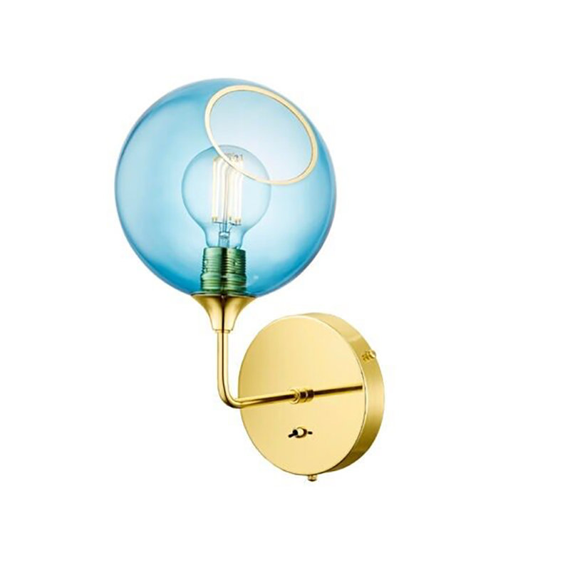 Ballroom 1 - Light Armed Sconce, 15" H x 8" W x 8" D, Gold, Blue