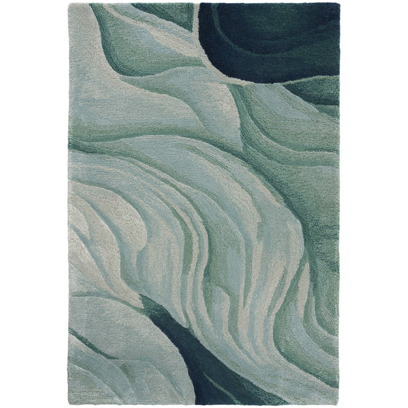  Prismatic 2' x 3' Silver Green Modern Indoor Rug, Rectangle 2' x 3'