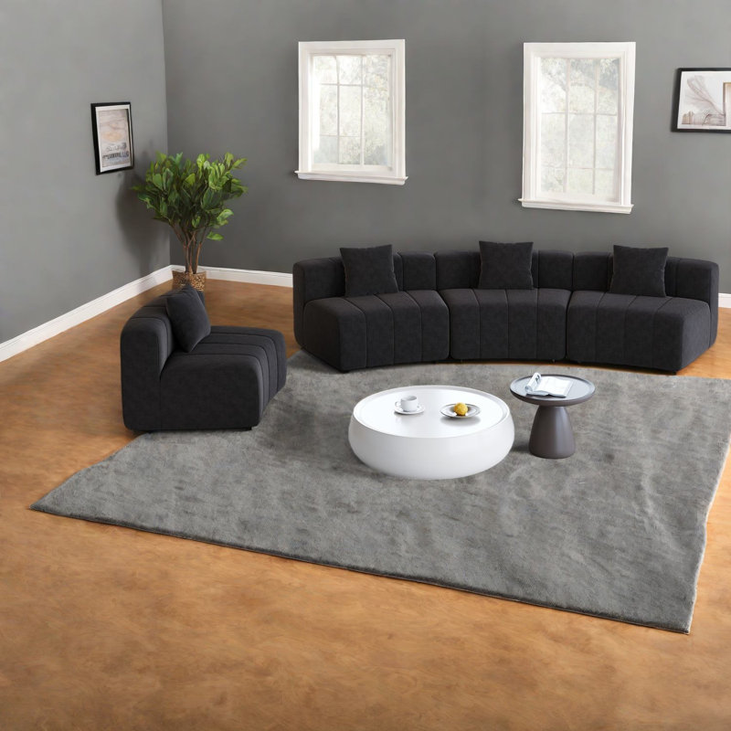 Canapé modulaire incurvé modulaire en chenille noire