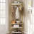 Corner Hall Tree with Shoe Bench & 6 Double Hooks, Space‑Saving Entryway Coat Rack with Storage Organizer