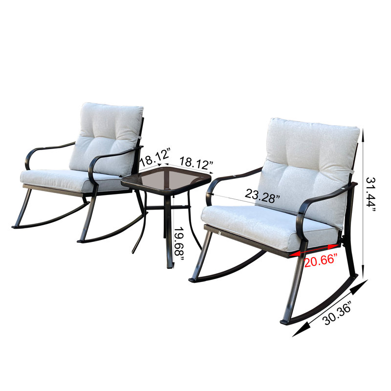 Chaise berçante d'extérieur en métal Ottokar, Blanc cassé