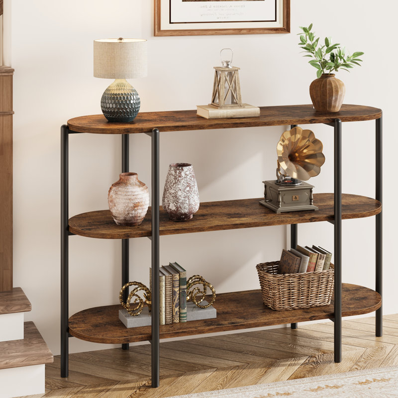 Console industrielle à 3 niveaux avec tablettes ouvertes - Canapé d'entrée 47,2 "- Structure en métal robuste - Conception peu encombrante pour le salon, le couloir, la cuisine ou le canapé - couleur rétro