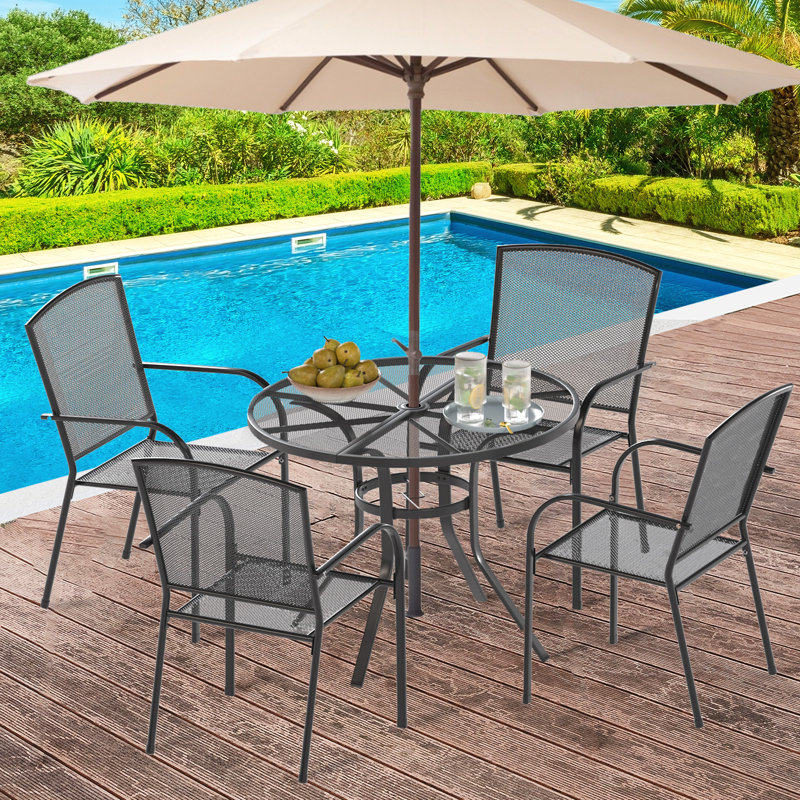 Ensemble de table et chaises d'extérieur en métal pour 4 personnes