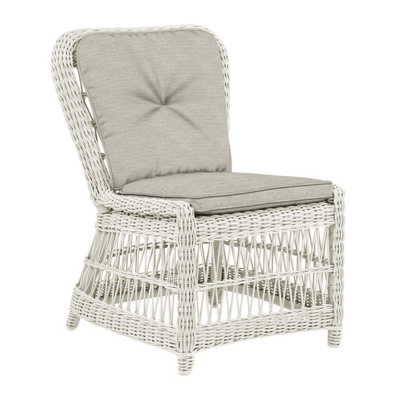 Southampton Patio Dining Side Chair with Cushion (Set of 2), Southampton Classic White, Canvas Canvas Sunbrella® Canvas