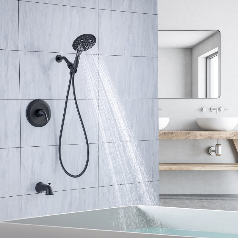 Robinet de baignoire et de douche avec valve brute, Noir mat