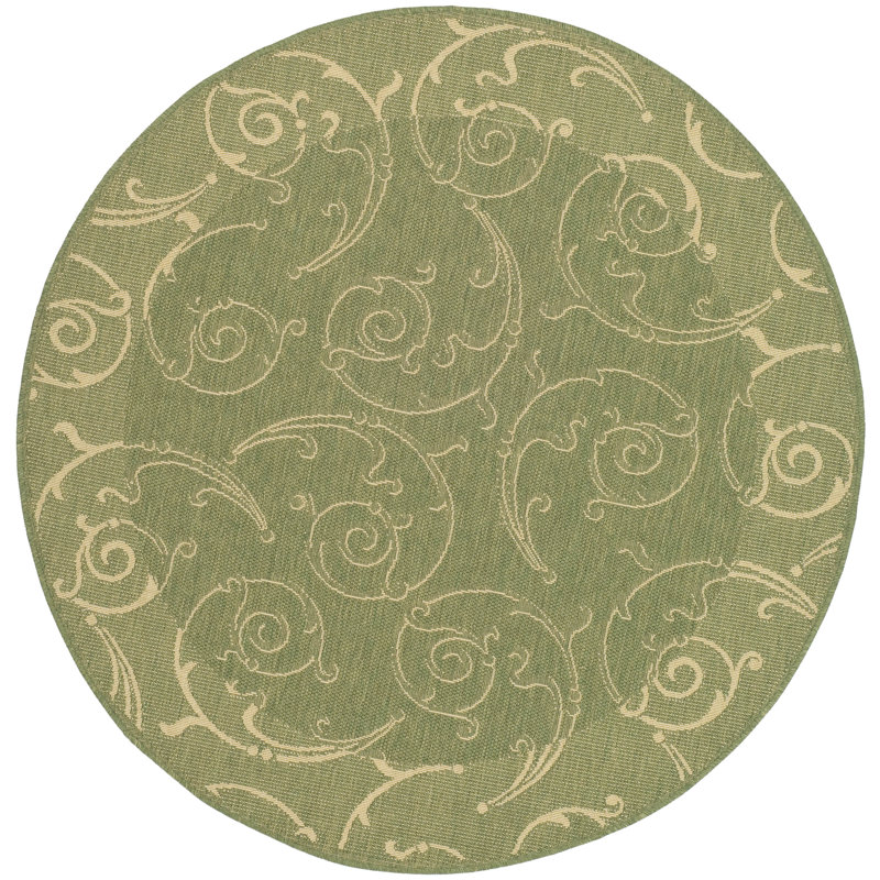 Davonia Performance Oriental Indoor/Outdoor Area Rug, Round 7'1"