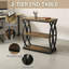Table de bout étroite à 3 niveaux avec structure en métal, table d'appoint brun rustique avec tablettes ouvertes pour le salon, la chambre à coucher et les petits espaces, assemblage facile