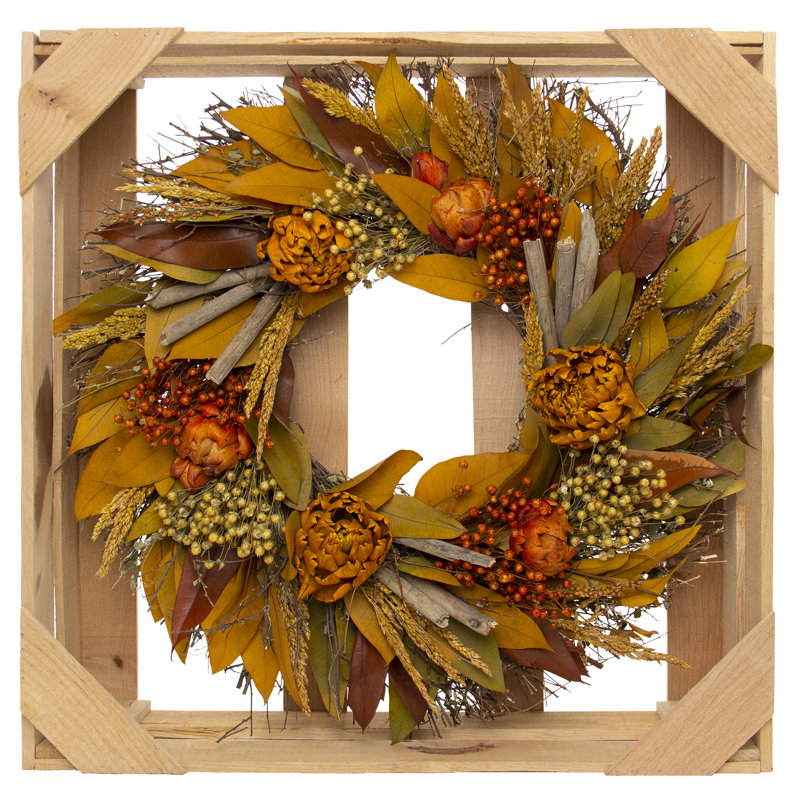 Preserved Pine Twig 18'' Wreath, Orange