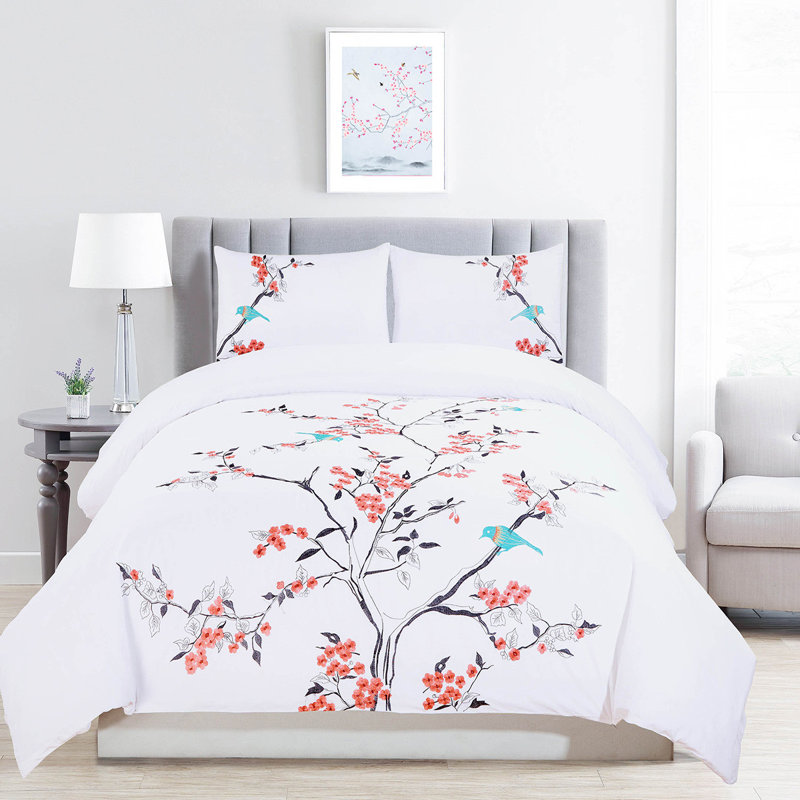 Ensemble de housse de couette lavable 100% coton 200 fils Blue Queen, Housse de couette grand et 2 taies d'oreiller stan