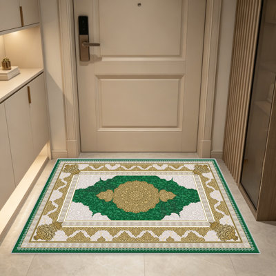 Emerald Green Gold Royal Medallion area rugs for Living Room, Soft and Comfortable, Suitable for all seasons, easy to maintain, machine washable Indoor floor mat, Under Table Farmhouse suitable for Bedroom, Dining Room, Study, Patio, Balcony, Home Decor