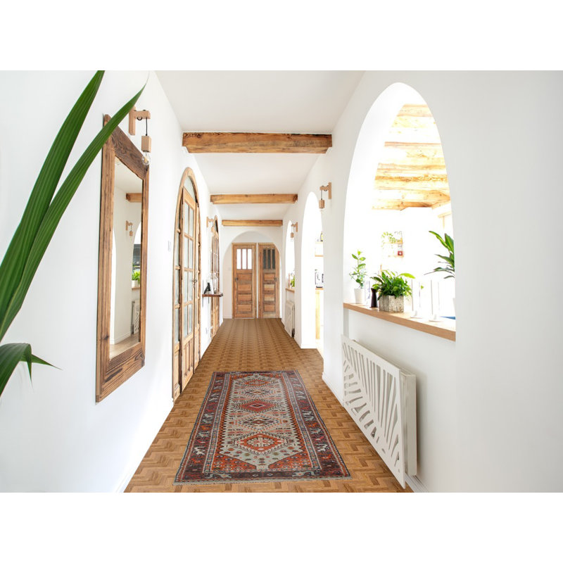 Tapis de couloir indien en laine Aqua
