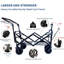 Chariot pliable polyvalent de 140 L avec auvent amovible et roues tout-terrain freinées
