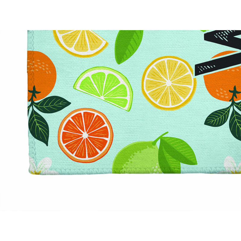 Paillasson Sunny Citrus Welcome, Bleu, L 48 po x L 72 po