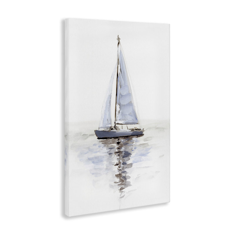 Art mural sur toile, "Voilier minimaliste" par Victoria Barnes, H 24 po x l 16 po