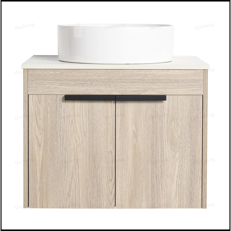 Meuble-lavabo flottant de 23,6 po avec lavabo en céramique et armoire d'appoint
