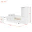 Lit plateforme double en bois avec 6 tiroirs, tablettes, bureau et garde-robe-118097500