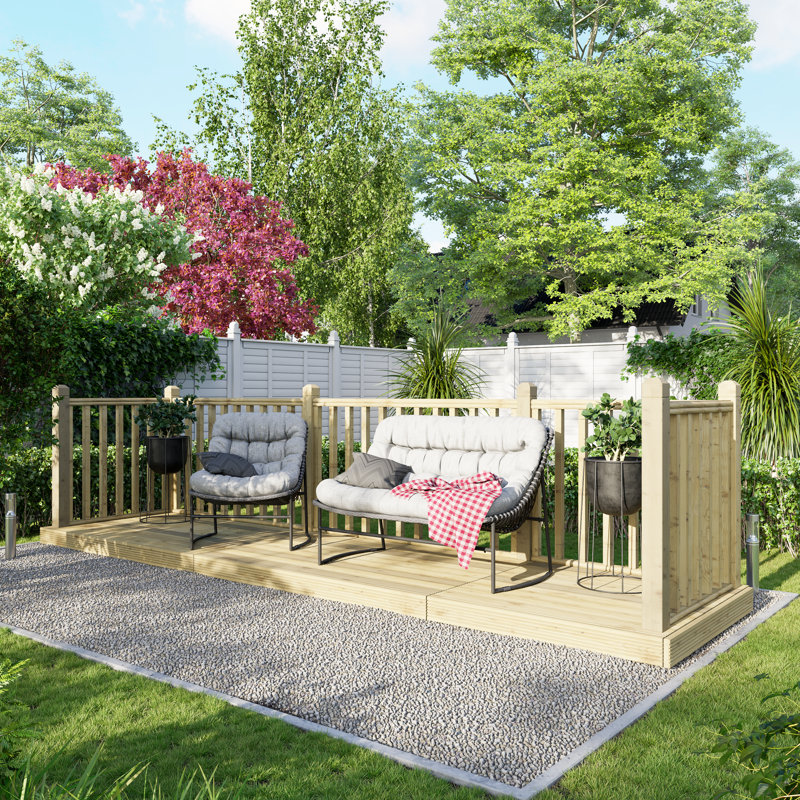 Powersheds 4 x 16ft Timber Pressure Treated Decking Kit - Handrails on Three Sides