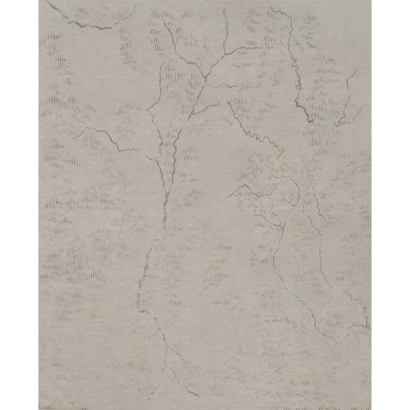 Contemporary Hand Knotted Abstract Area Rug, Rectangle 5' x 7'