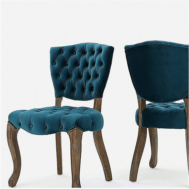 Chaise rembourrée KD (WTHR) (ensemble de 2), Sarcelle, Brun