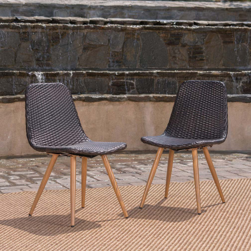 Outdoor Wicker Rattan Side Chair, Gray