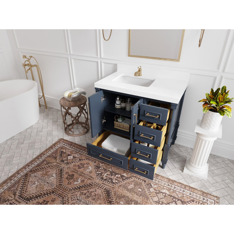Aberdeen 36'' Single Bathroom Vanity with Top, Piatra Gray