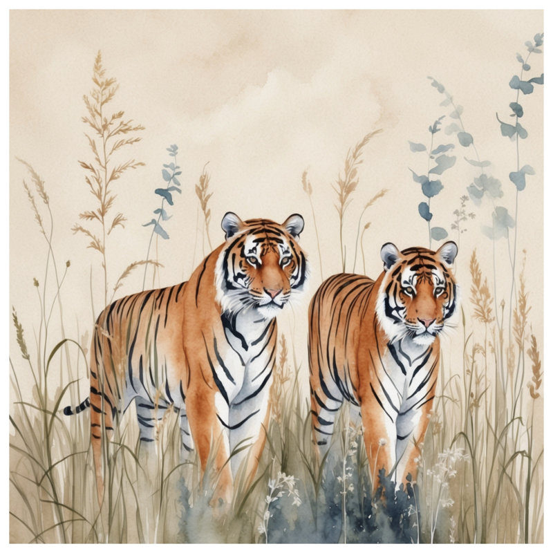 Rideaux de douche Two Tigers In Grass, L 70 po x H 84 po