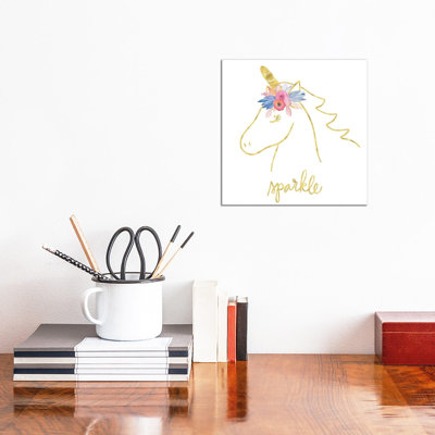 Golden Unicorn III Sparkle 1 Piece Wrapped Canvas Wall Art