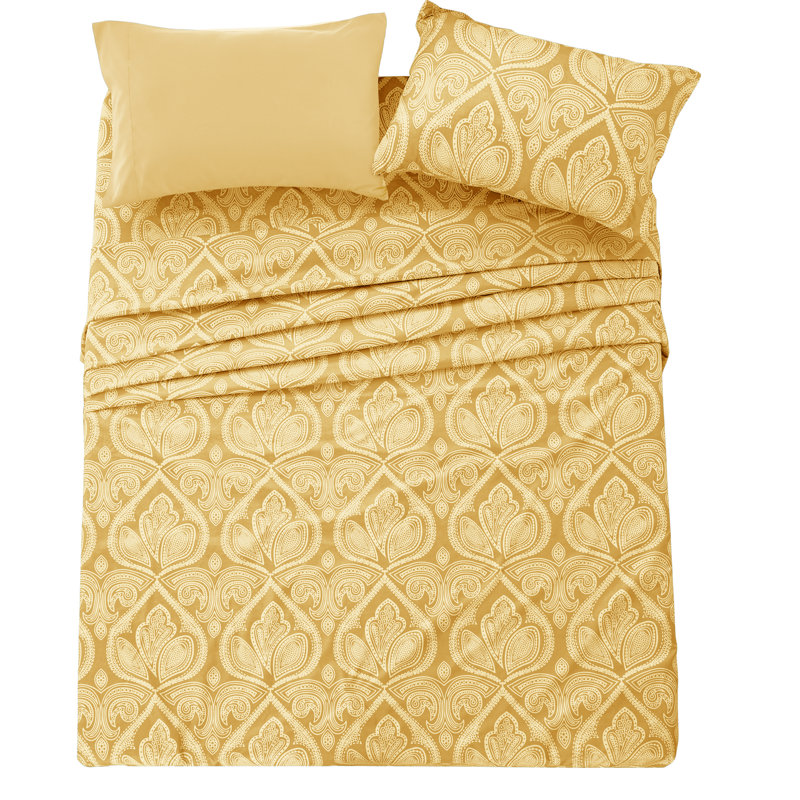Taupe Paisley Twin XL Microfiber Sheet Set with Deep Pockets