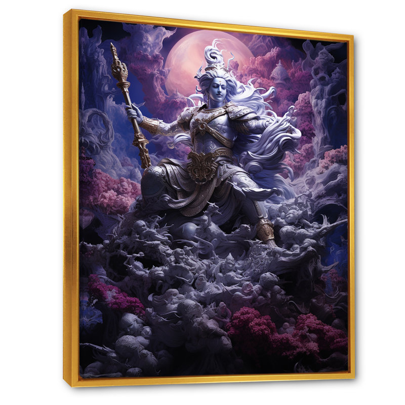 «Hinduism Mahabharatas Majestic Magenta», reproduction d'art sur toile, Cadre flottant doré, H 20 po x l 12 po x P 1 po