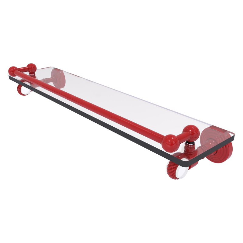 Tablette en verre avec accents torsadés, collection Pacific Grove, H 3,5 po x l 22 po x P 5,5 po, Rouge pompier