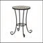 Table d'appoint de patio avec tablette, surface en céramique à motif floral, structure en acier thermolaqué, étagère circulaire à lattes de 35,5 cm de diamètre pour l'extérieur