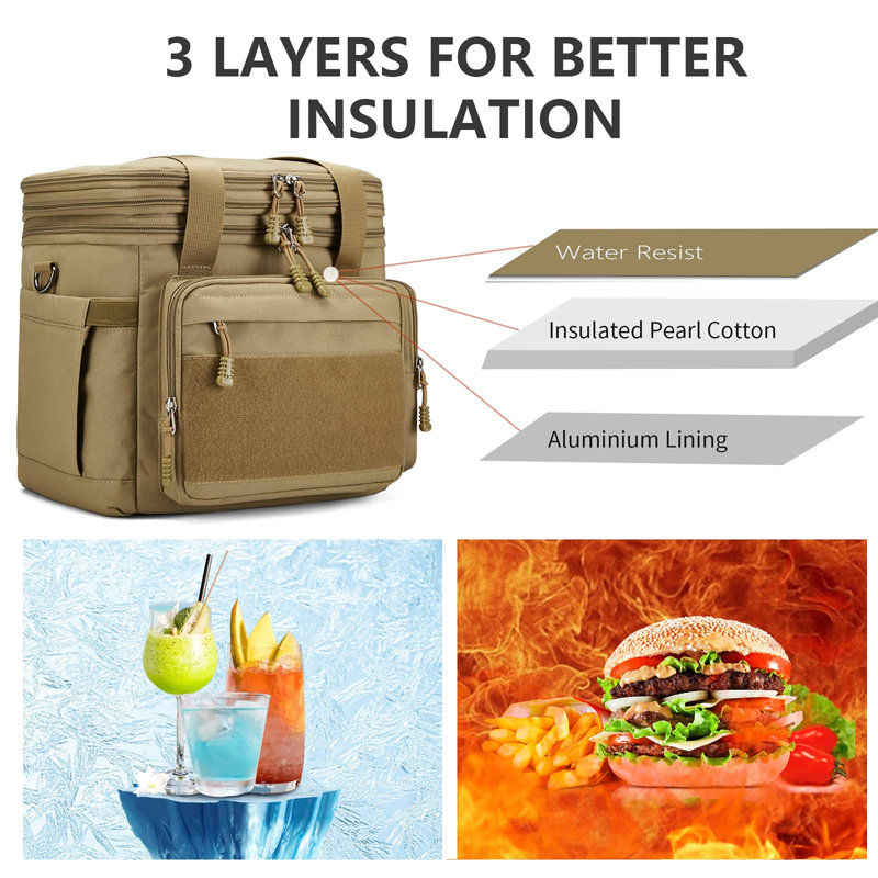 Grand sac à lunch isotherme 24L pour hommes, fourre-tout à deux compartiments pour le travail et le camping