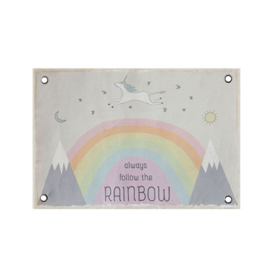 «Always Follow…», décoration murale en lin avec arc-en-ciel