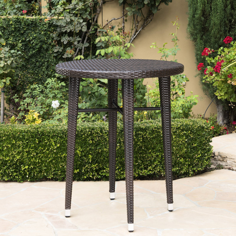 Table de bar d'extérieur, résistante aux intempéries et en fer forgé, 104 cm H x 83 cm L, brun, construction avec marque distinctive, hauteur, largeur, longueur, couleur principale