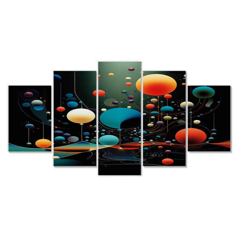 Caitlyn - Ensemble de 5 décorations murales à paysage abstrait, H 32 po x l 60 po
