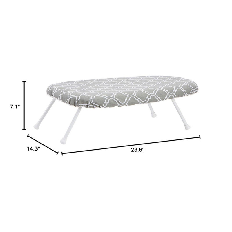 Compact Tabletop Ironing Board With Folding Legs, Trellis Removable Cover