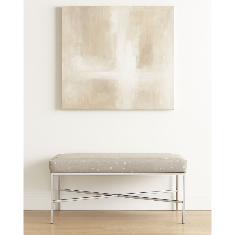 Upholstered Cowhide Bench, 19" H x 36" W x 12" D
