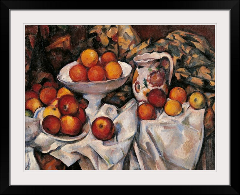 Pommes et oranges, ca. 1895-1900. «Paris, France» par Paul Cezanne - reproduction imprimée, Cadre noir
