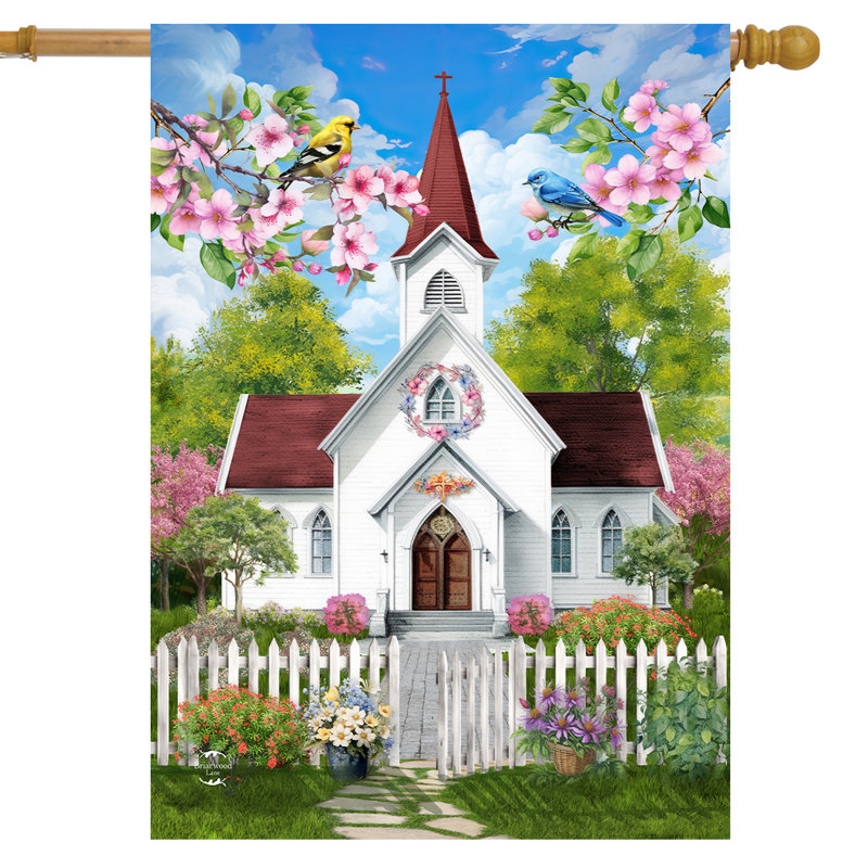 Église au drapeau de la maison du printemps
