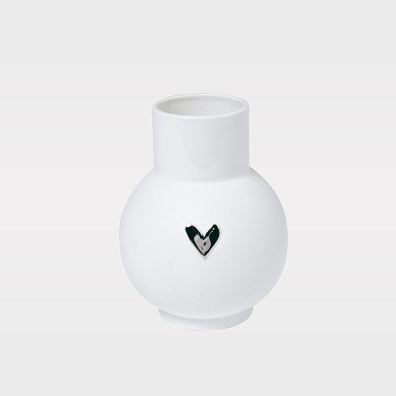 Love Heart Ball Vase -  Heart, White/Silver