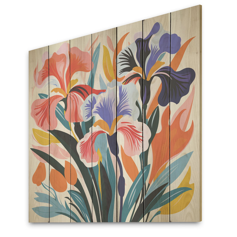 Henri Matisse Style Floral I - Bouquets assortis sur bois, H 30 po x l 30 po