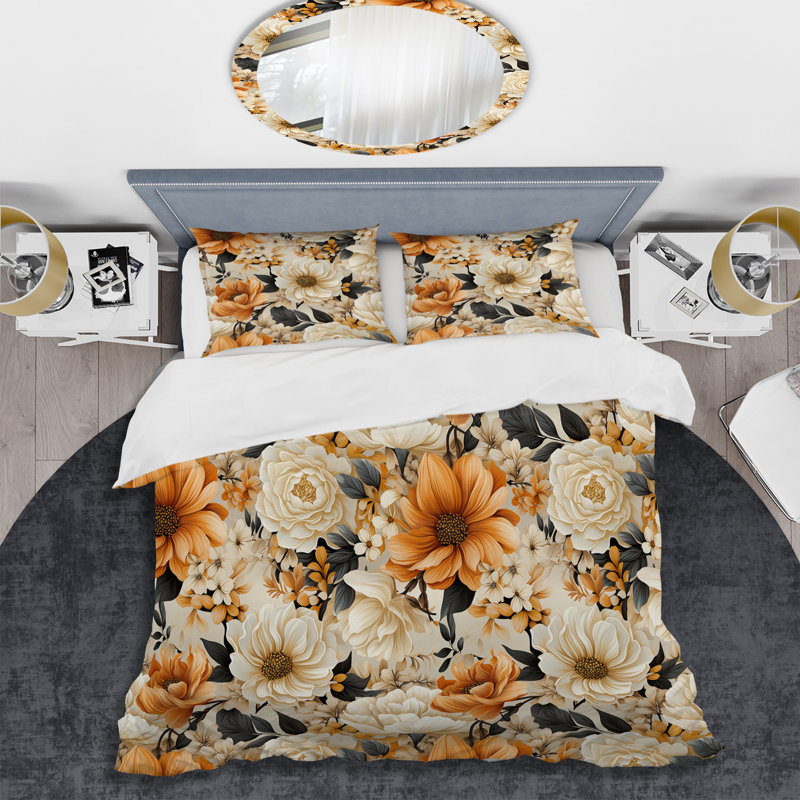 Ensemble de housse de couette Dahlia, Housse de couette pour grand lit et 2 taies décor