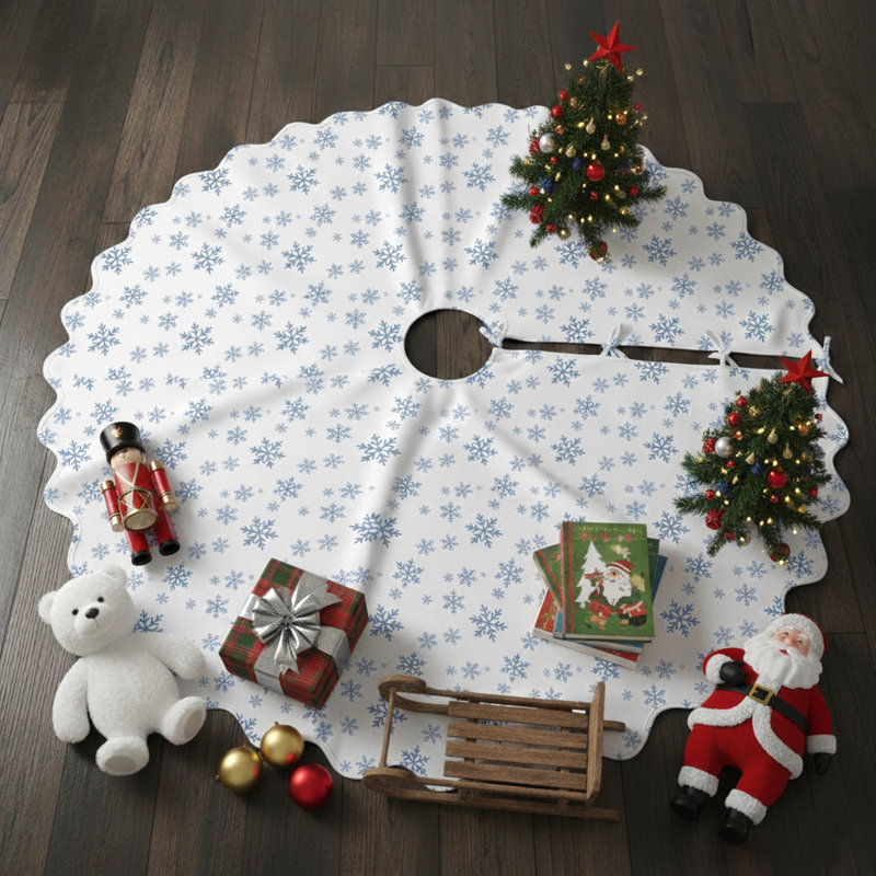 Jupe d'arbre de Noël à motif de flocon de neige - 54 po de diamètre