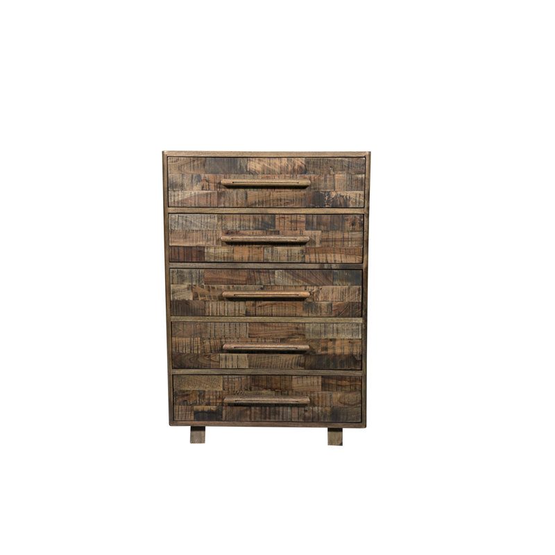 5-drawer Solid Wood Chest, Brown