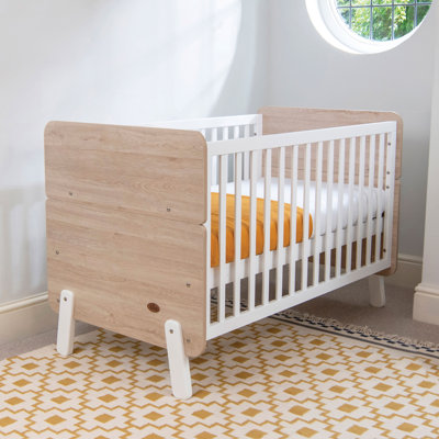 Natty Cot Bed With Mattress, White And Oak