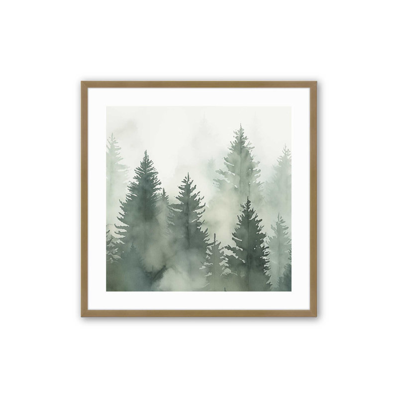 Green Haze Woodland II, H 13,75 po x l 13,75 po, Cadre doré brossé