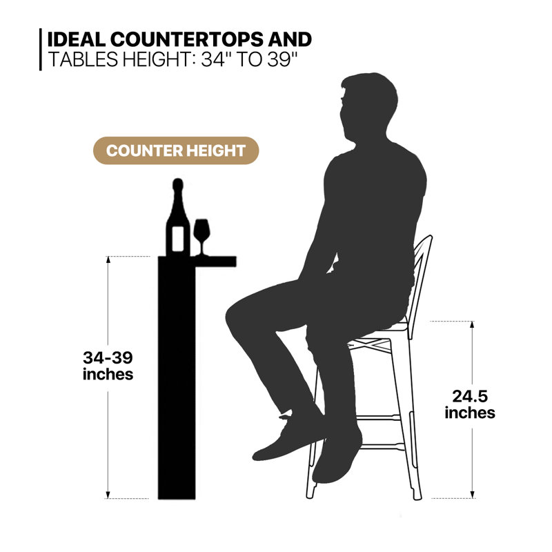 Chaise de salle à manger en métal avec tabourets empilables Johntell, Tabouret de comptoir (siège d'une hauteur de 24,5
